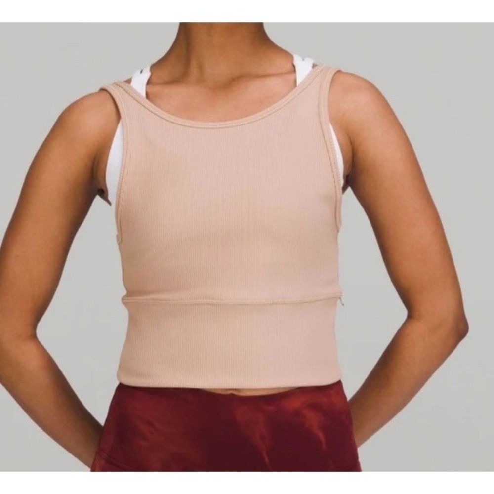 Lululemon Pink Clay Power Pivot Athleisure Ribbed Tank Top‎ Small MINT